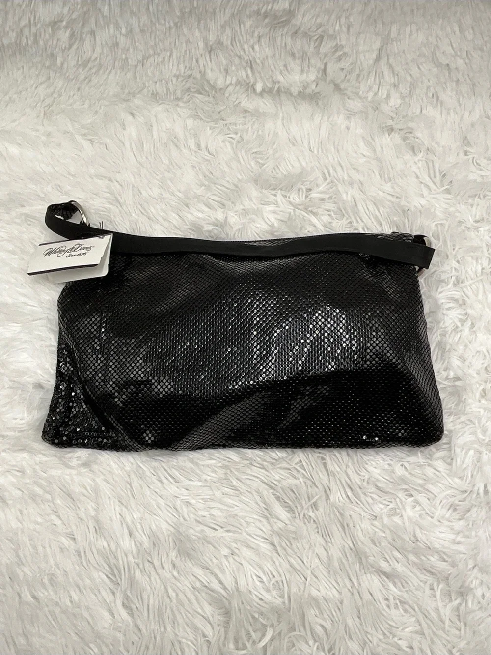 Whiting & Davis Evening Purse Black & Silver Metal Mesh Hobo Bag NWT